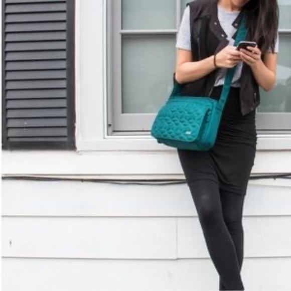 Lug,  Wings Quilted Flap Crossbody RFID Bag Travel Organizer Lime Green - Picture 16 of 16